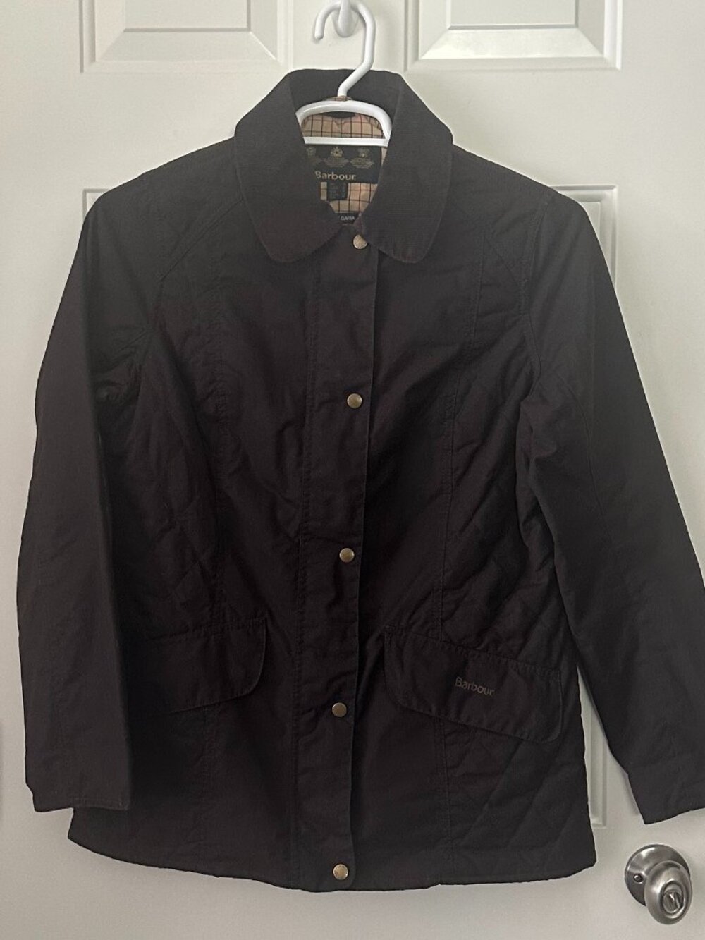 Barbour Womens US 12 Brown Waxed Cotton Quilted Field Jacket